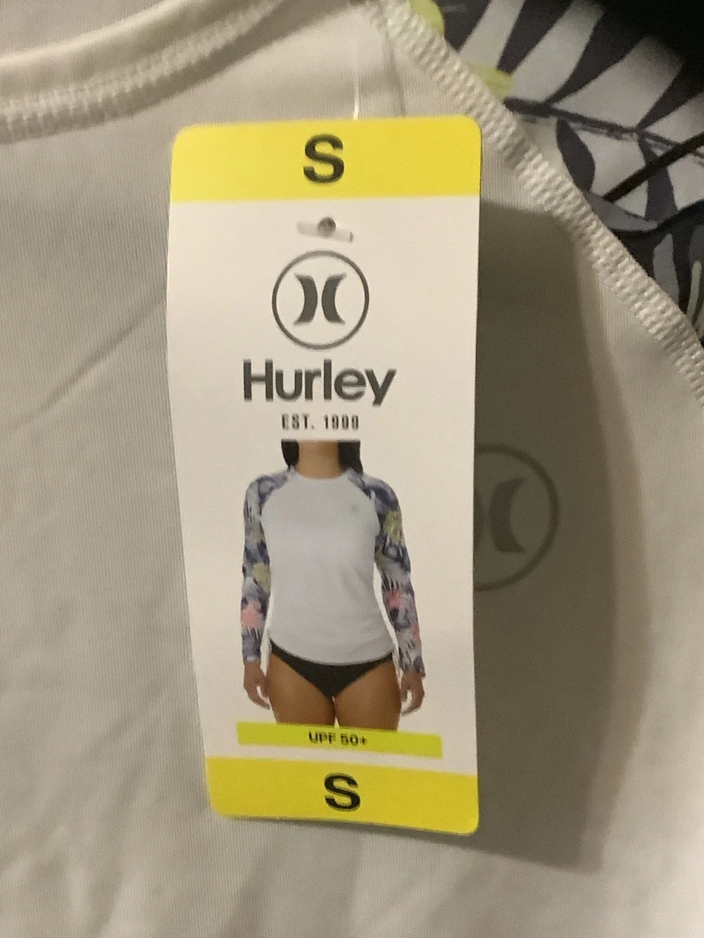 Hurley White UPF 50 coverup with Multicolor Floral Sleeves